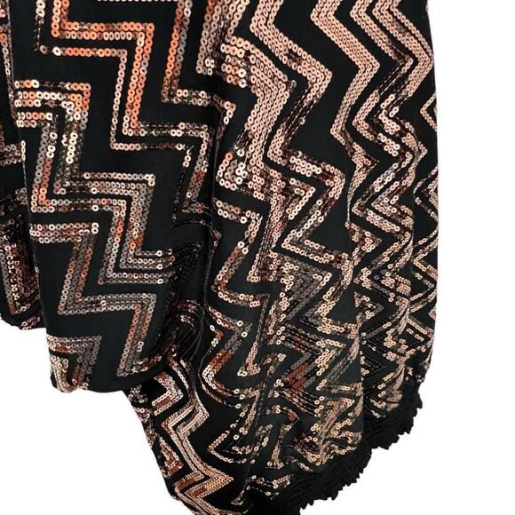 MONAMIE Women’s Black & Gold Sequence Dolman Sleeve Blouse, Size XL - Picture 13 of 15